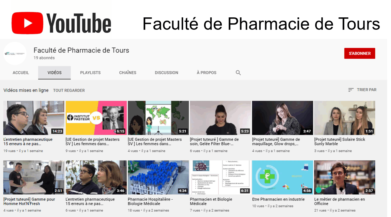 Chaine Youtube Faculté Pharmacie de Tours Chaine Youtube Faculté Pharmacie de Tours